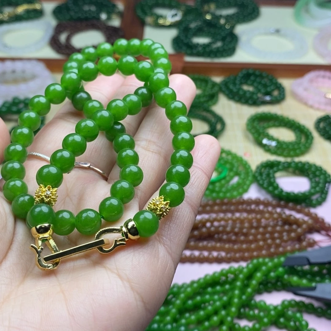 和田玉（碧玉）项圈银S925镶嵌