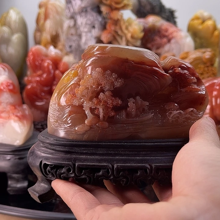 寿山石泛舟雅聚摆件