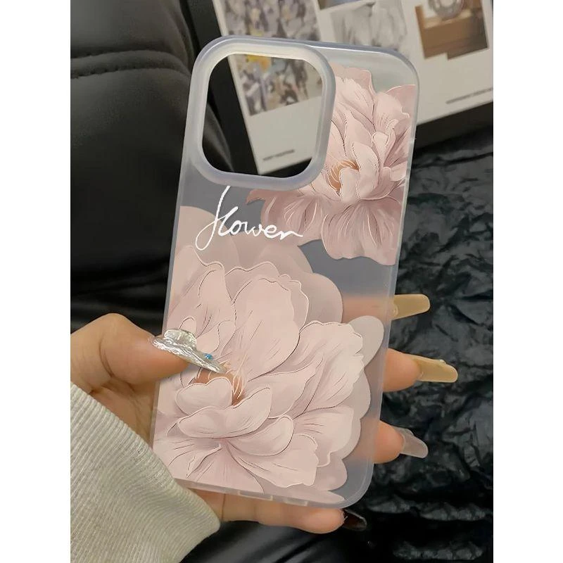 油画大白花适用iphone16苹果15promax手机壳14plus软13幻影12/11