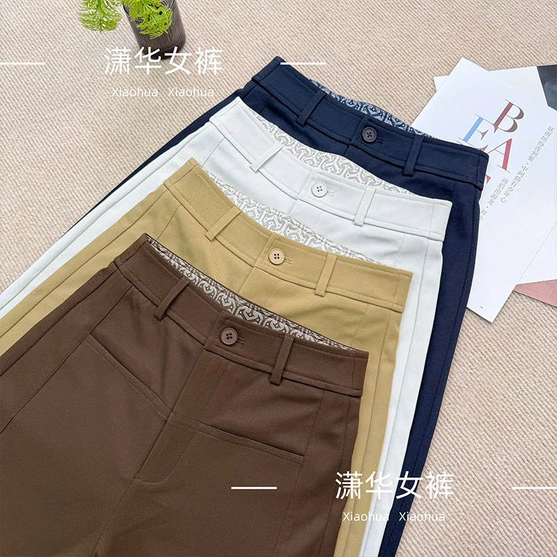 【高定轻奢】早秋新款琥珀琉璃金钛金棉高腰显瘦直筒裤轻奢时尚女裤