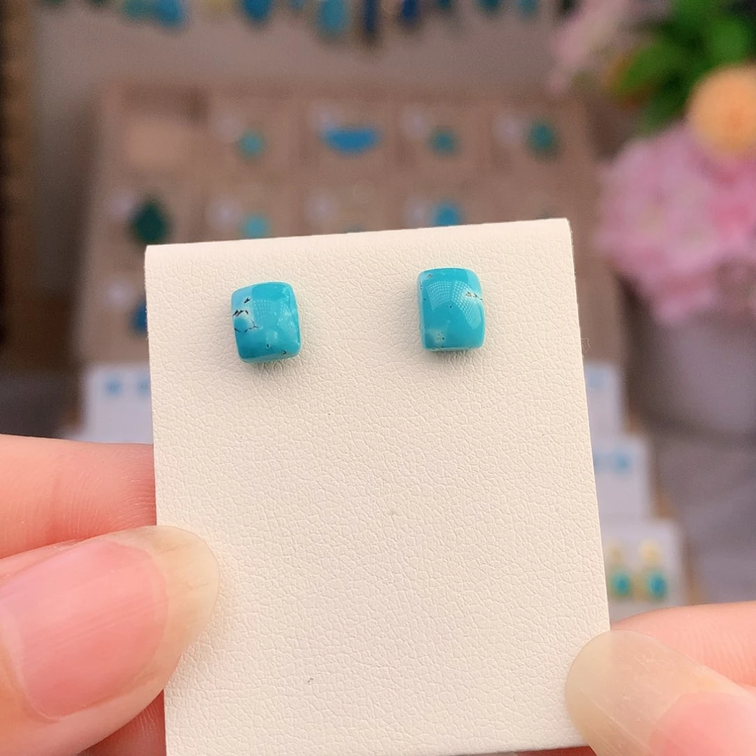 银S925镶嵌绿松石耳饰