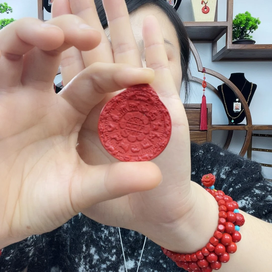 天然辰砂脖子挂件