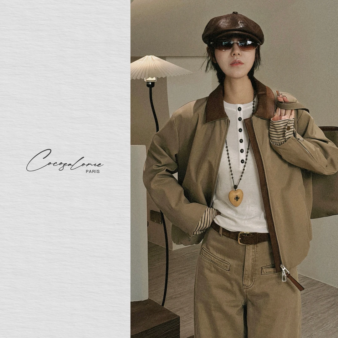 韩彬彬"格林"秋冬撞色设计宽松显高挺阔花苞型短款外套2538-1