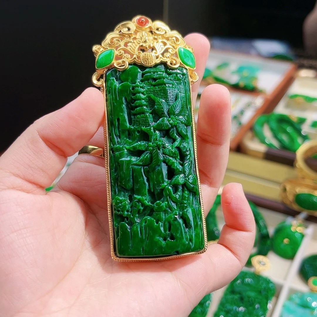 【闪购商品】吊坠(赠链)银S925镀金镶嵌翡翠