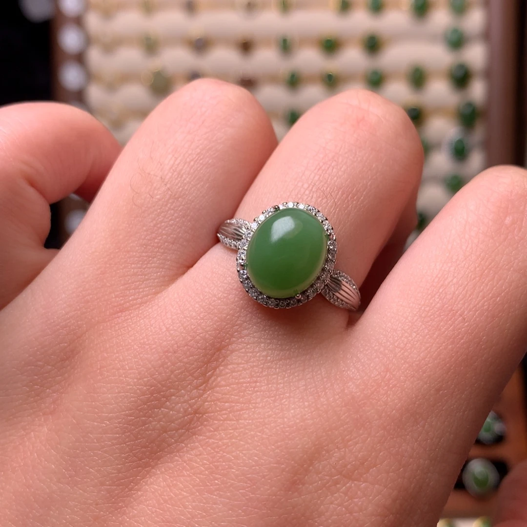 和田玉银S925镶嵌戒指