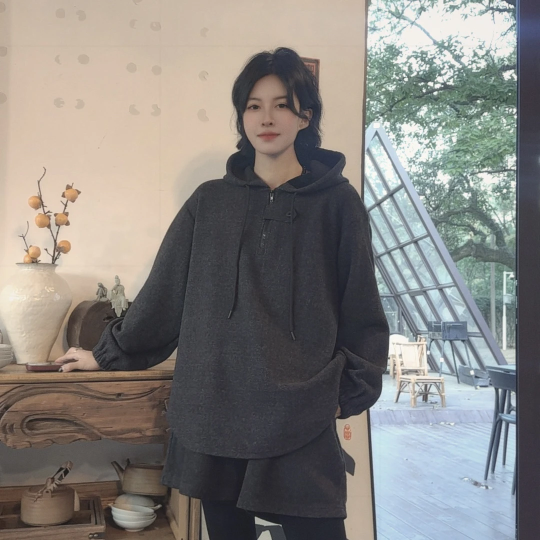 【芬芬姐精选】连帽加绒加厚卫衣女秋冬新款宽松显瘦磨毛长袖休闲