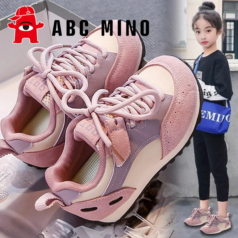 ABC MINO女童鞋子运动鞋秋季防滑低帮板鞋中大童女孩时尚百搭儿童