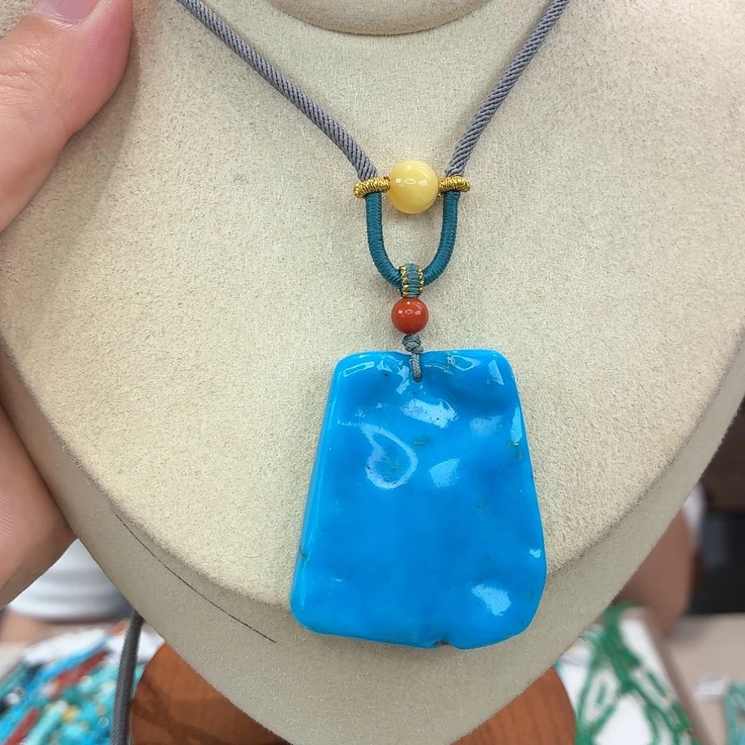 绿松石银S925镀金镶嵌颈饰