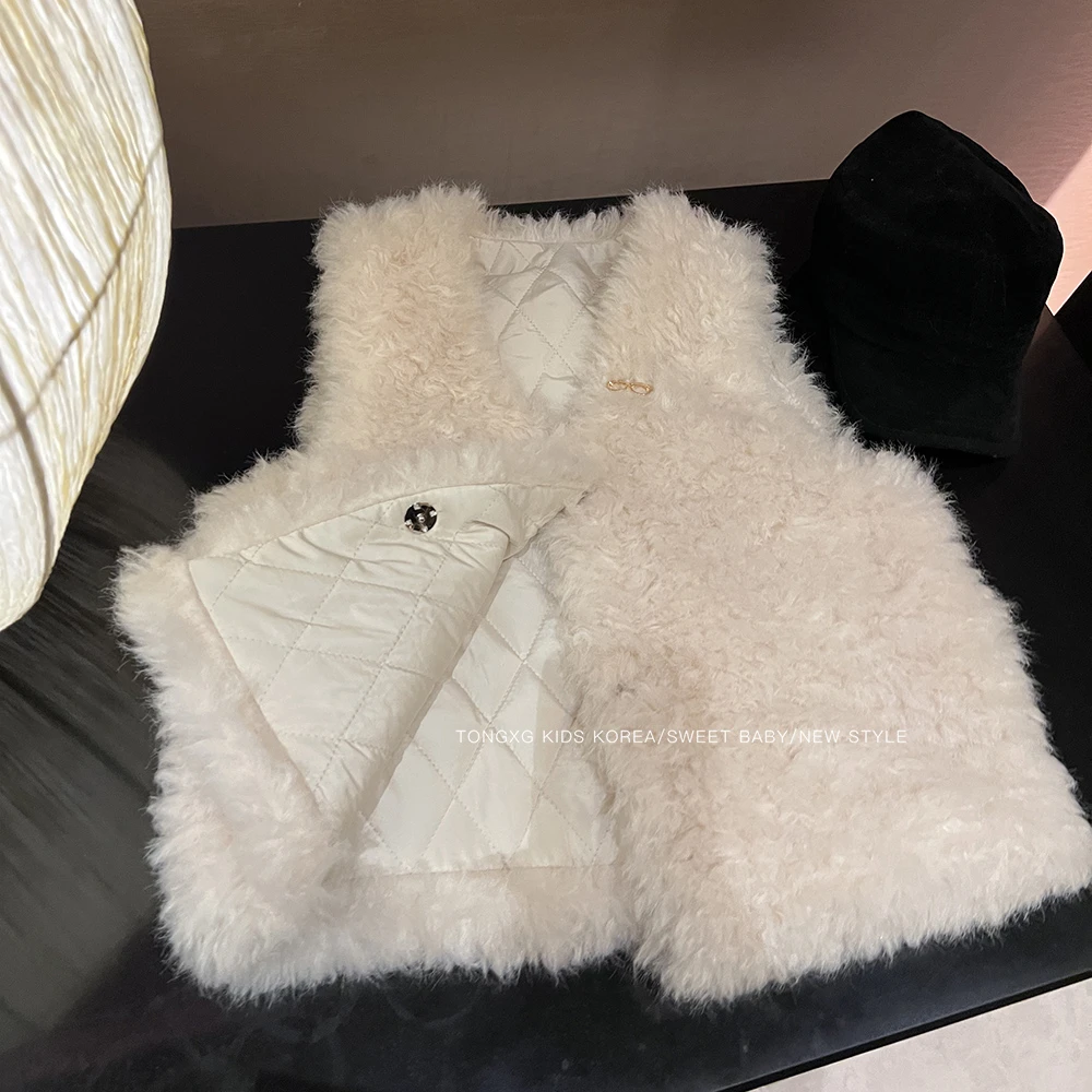 潼小乖定制2025冬季韩版中大童夹棉加厚羊羔绒马甲棉马甲5q134