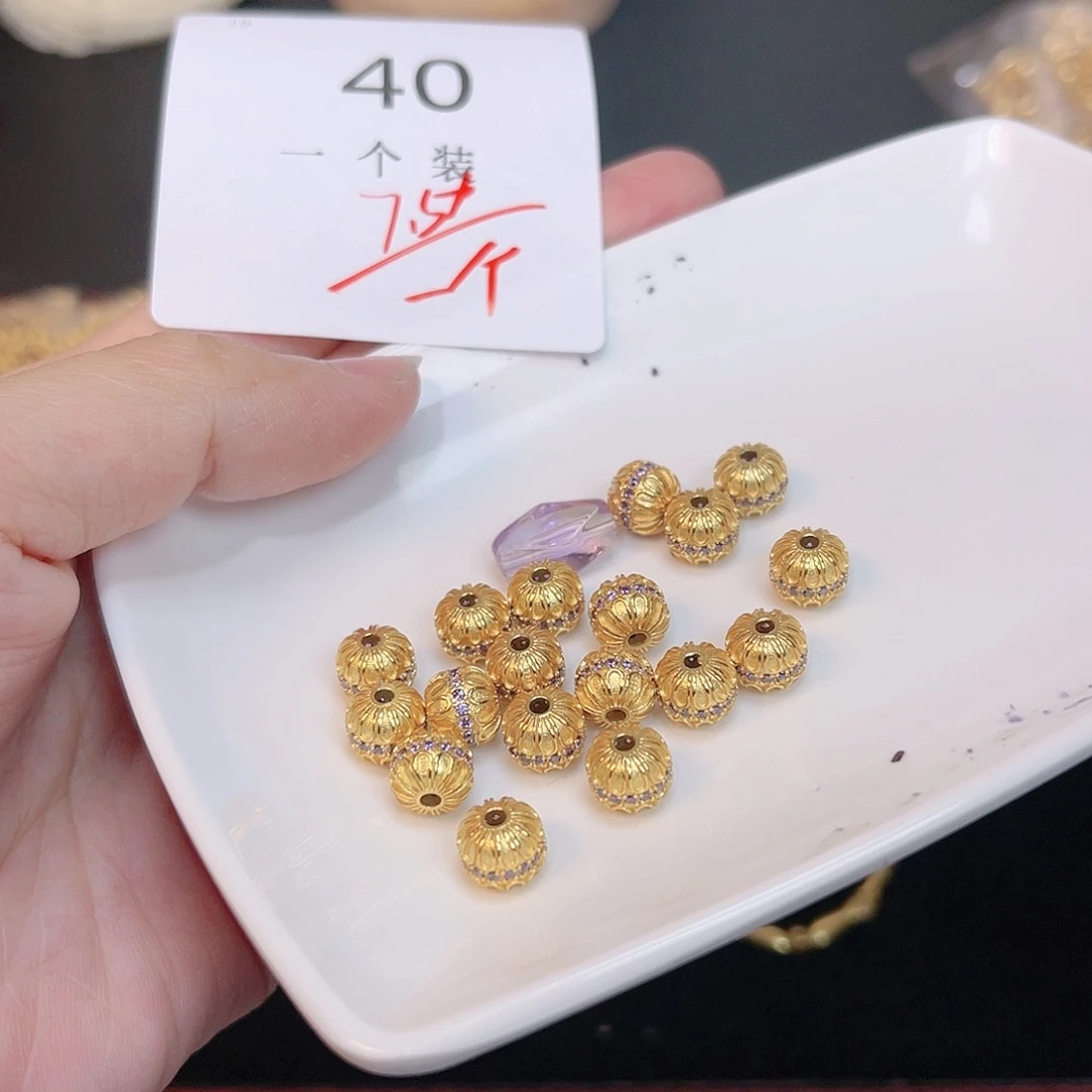 紫晶珠宝半成品银S925镀金镶嵌40