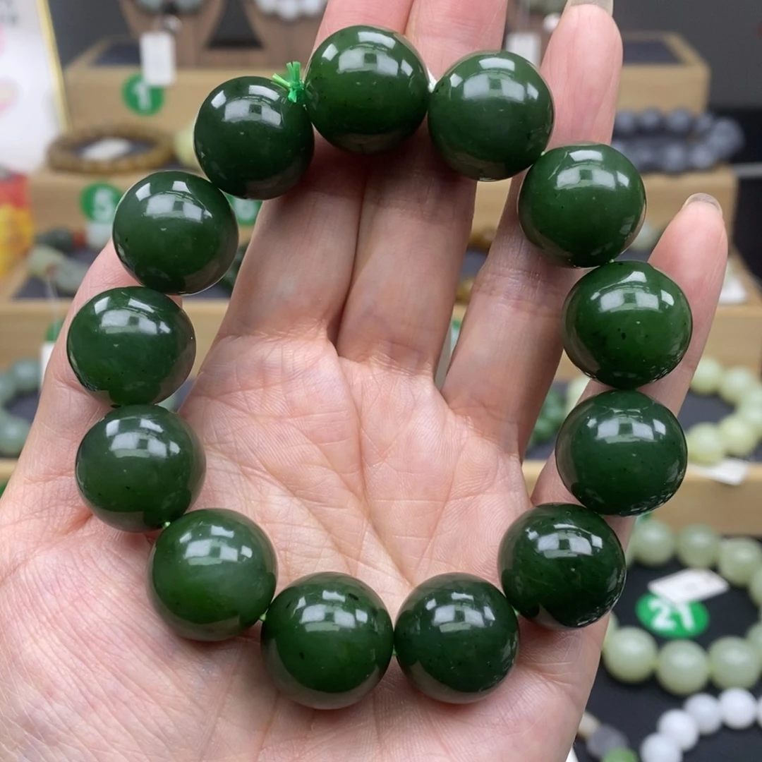 和田玉手链未镶嵌碧玉17mm