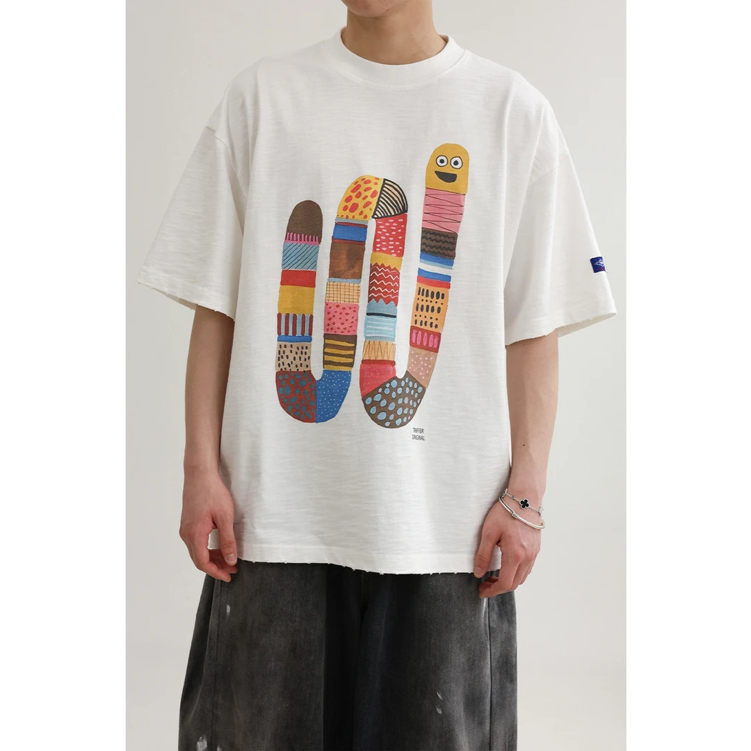 TRIFFER重磅竹节棉蛇年纪念款趣味贪吃蛇短袖tee男女款