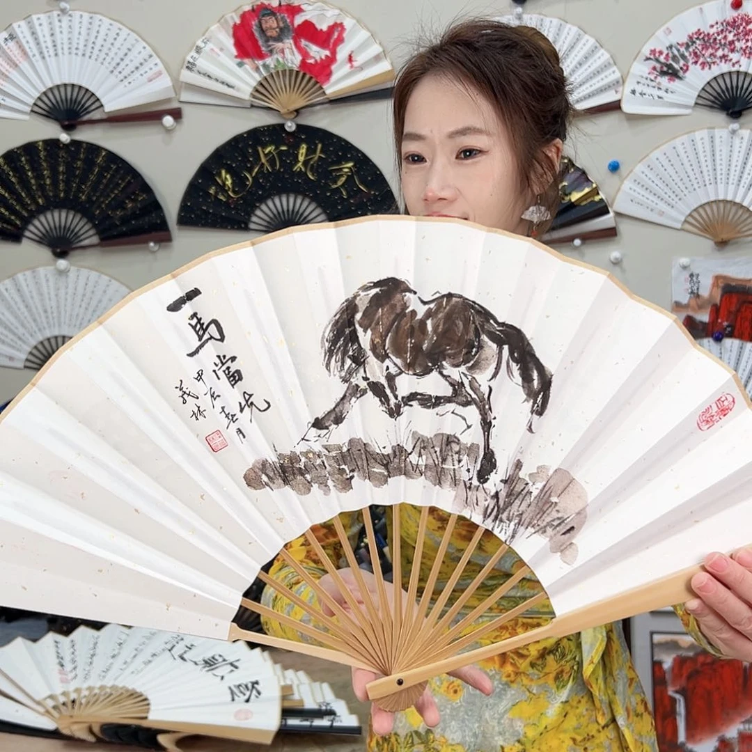 书法十寸玉竹-文玩扇-手写-粘好发出