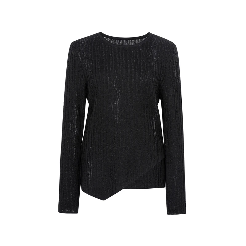 XG雪歌长袖毛针织衫2025冬季新款不对称绵羊毛毛衫女XK411116AC90