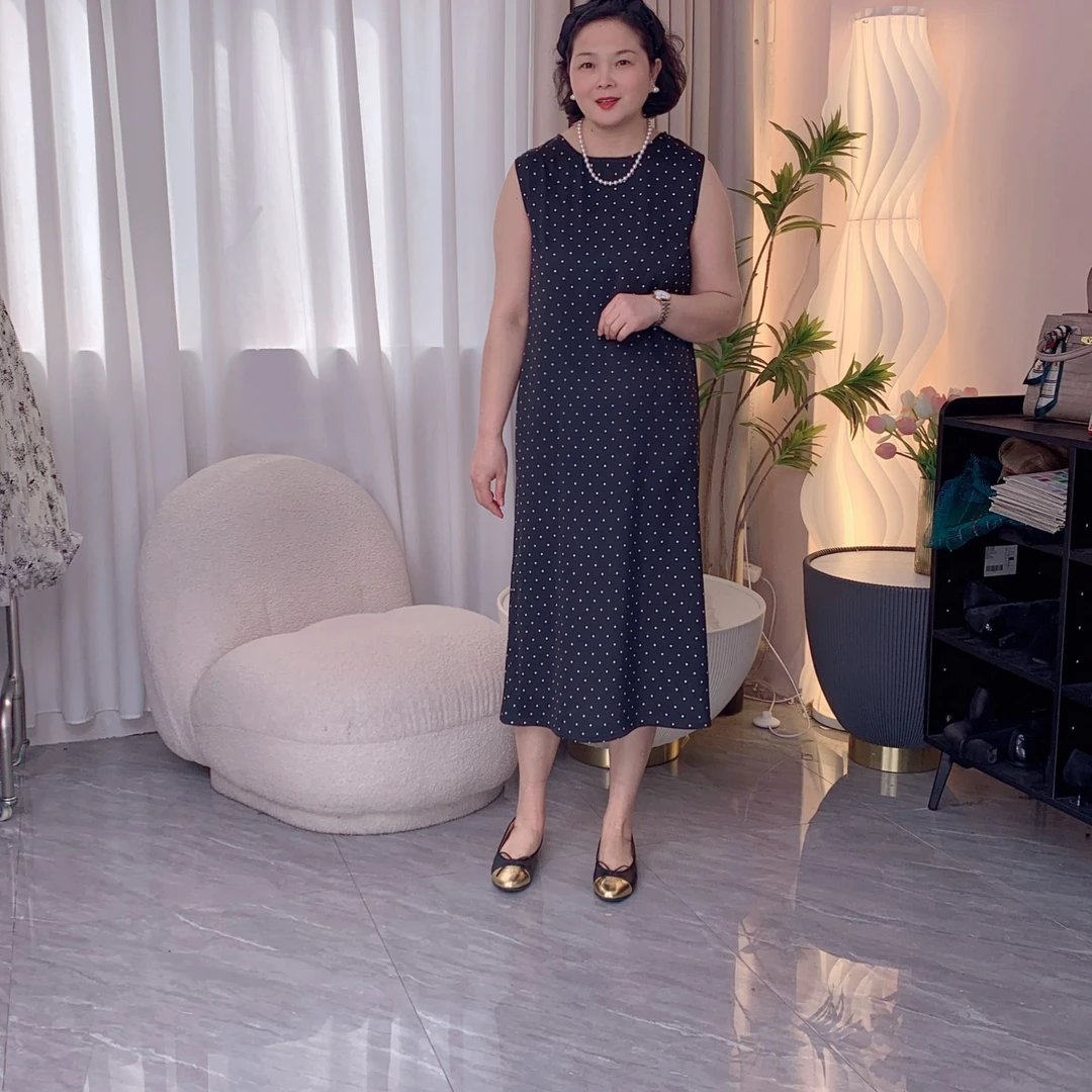 【连衣裙】无袖圆点款修身春夏气质连衣裙
