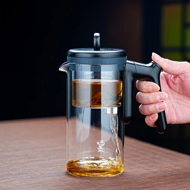 鸣盏专用飘逸杯耐高温茶具套装玻璃按压式分离冲茶器办公室泡茶壶