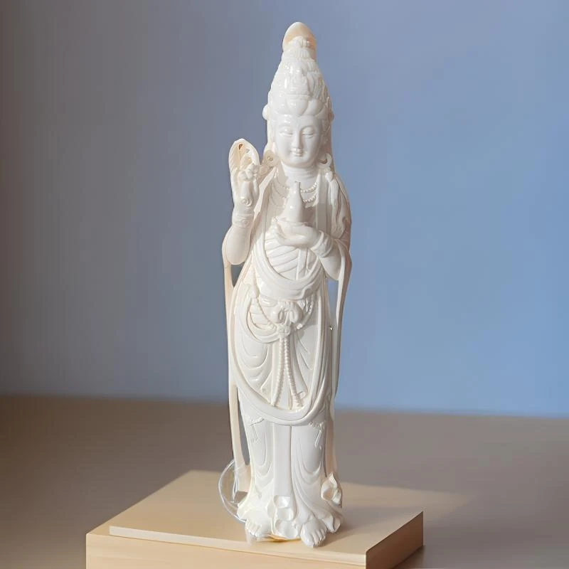 松山天然猛犸牙 如意观音摆件 支持复检