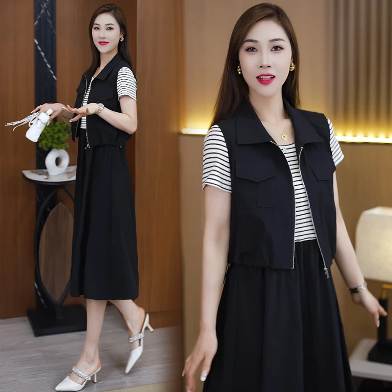 时尚马甲套装裙女2025夏新款洋气减龄小个子气质上衣半身裙两件套