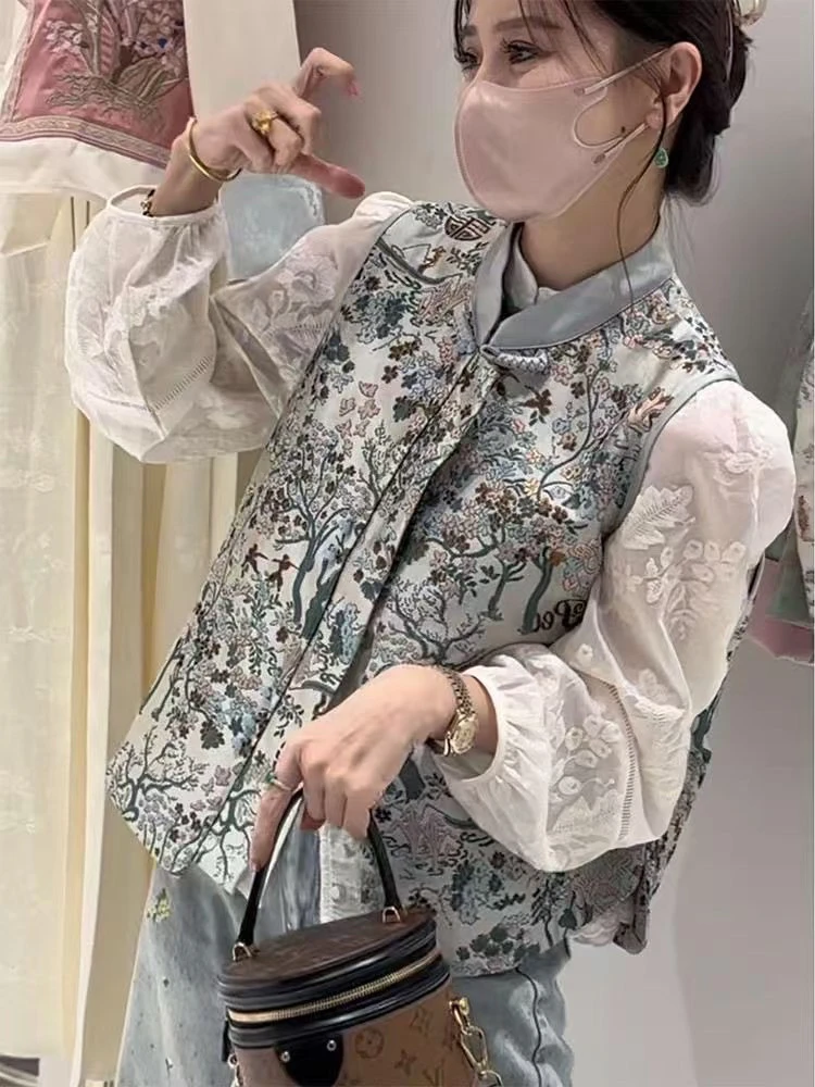 YY大码(磨玉盘)重工气质高级感刺绣时尚百搭衬衫上衣