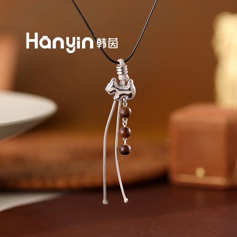 铜合金项链 时尚气质双面小狗流苏项链简约百搭高级感AAA