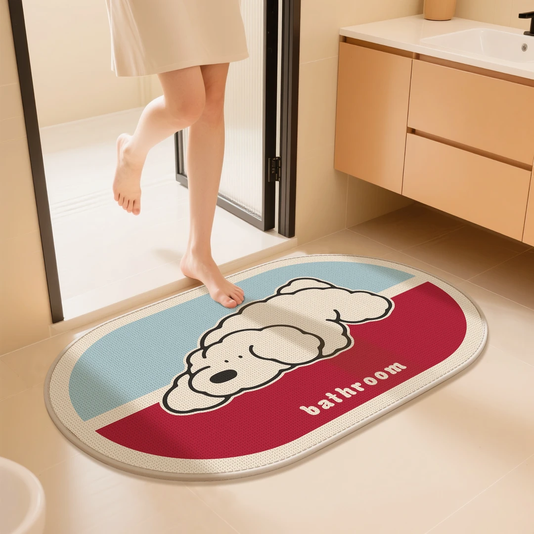 编织浴室吸水垫亚麻地垫卫生间脚垫洗手间厕所门口地毯防滑脚垫子