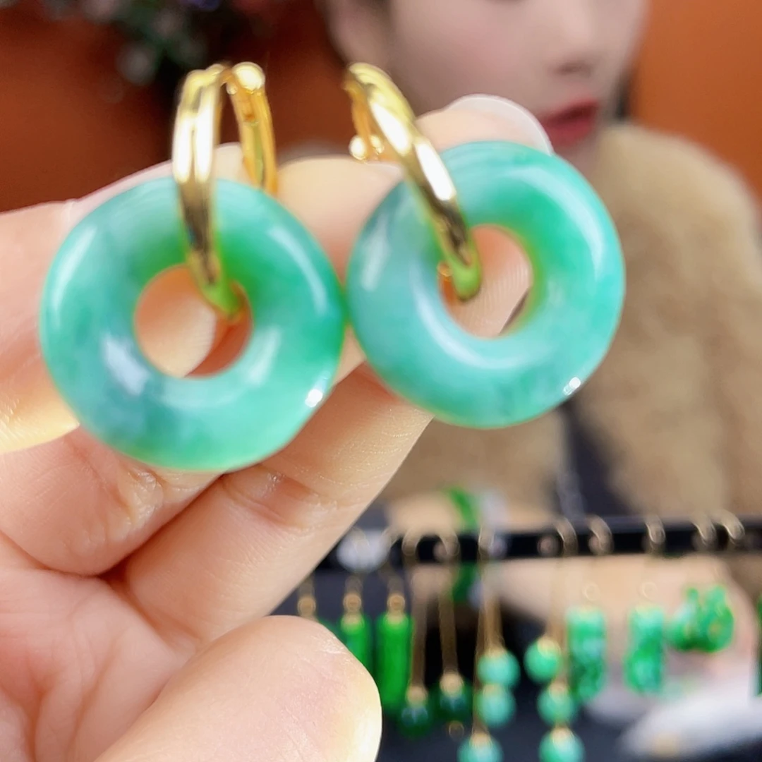 翡翠未镶嵌耳饰饰品