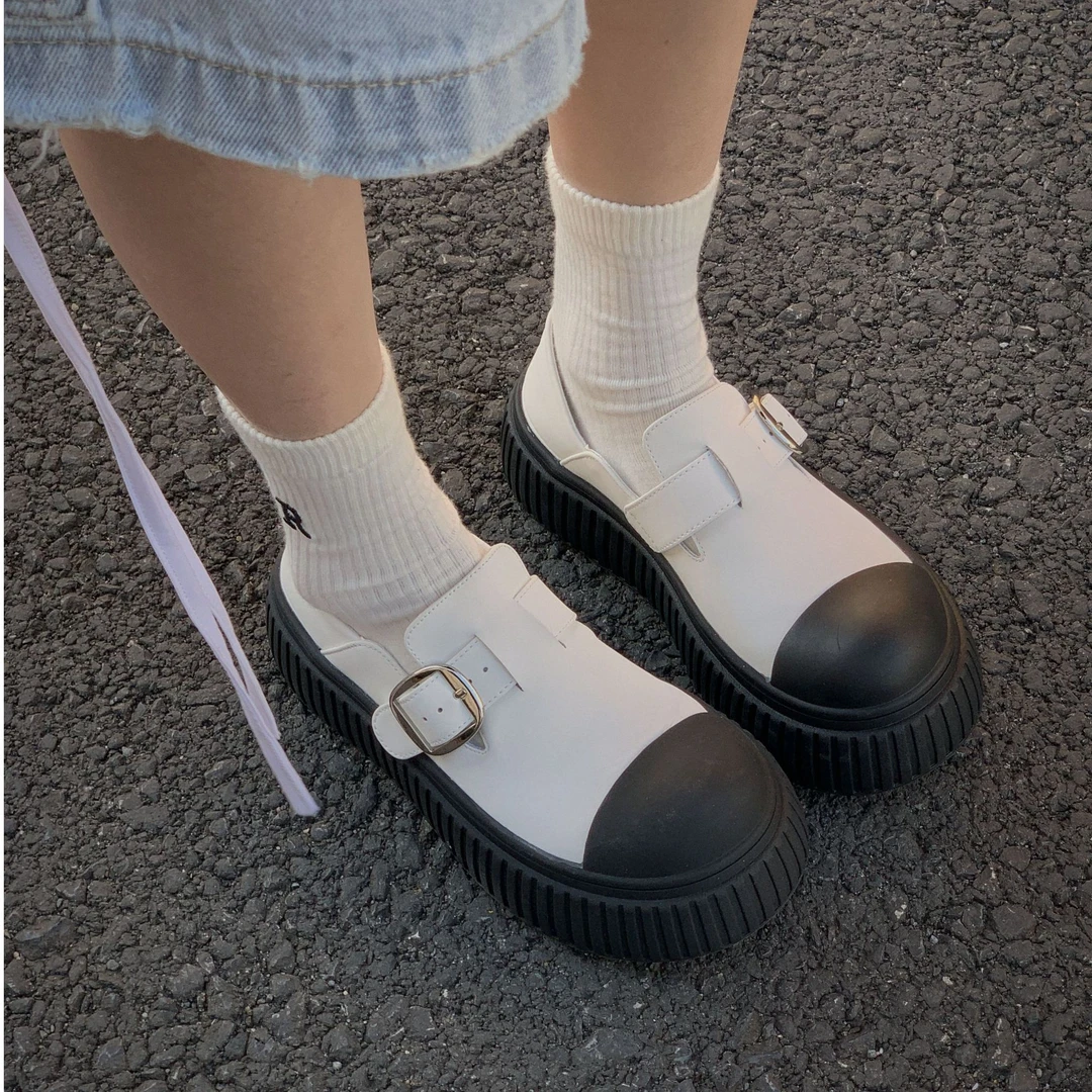 C516-5 SGIRL2025新款一脚蹬厚底松糕乐福鞋原创小众设计潮鞋复古