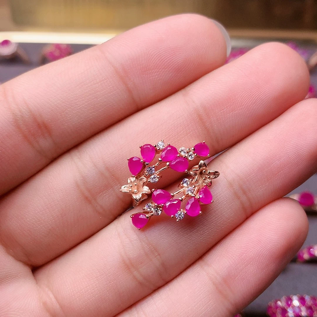 红宝石戒指银S925镶嵌