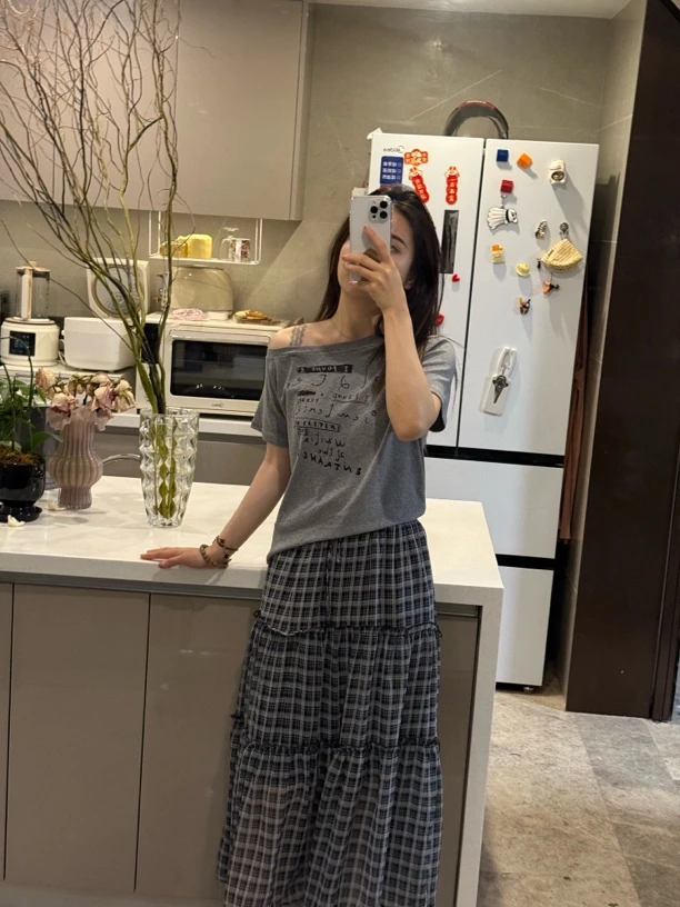 【吴梦菲】格林灰姑娘·蛋糕格子半身裙