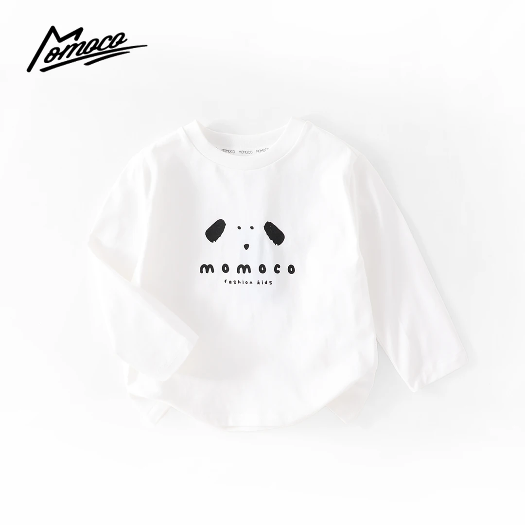 MOMOCO2025款春季男童潮流简约小狗长袖T恤77130235020