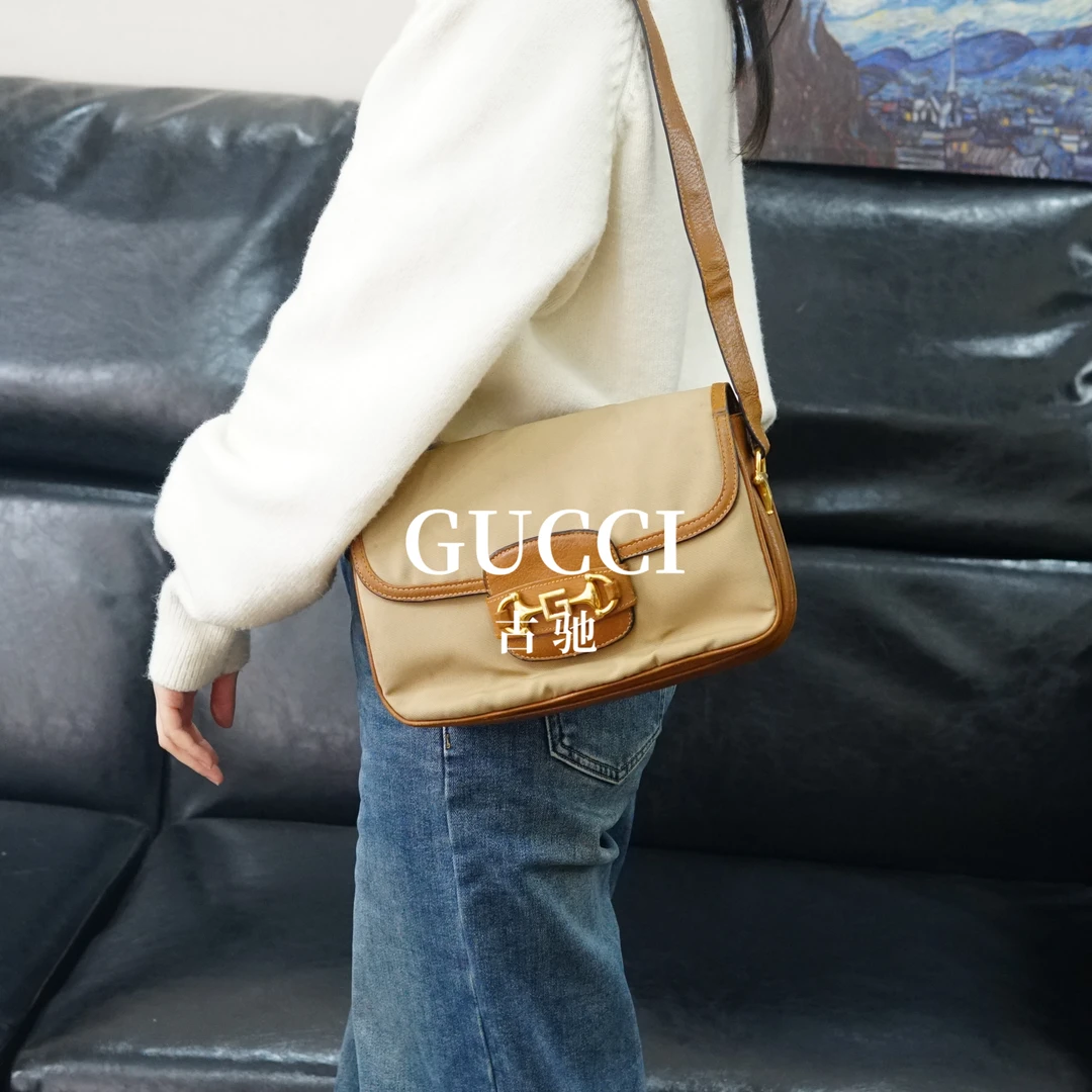 95新 GUCCI/古驰 拼皮斜挎包/FYWJ12320083/0083