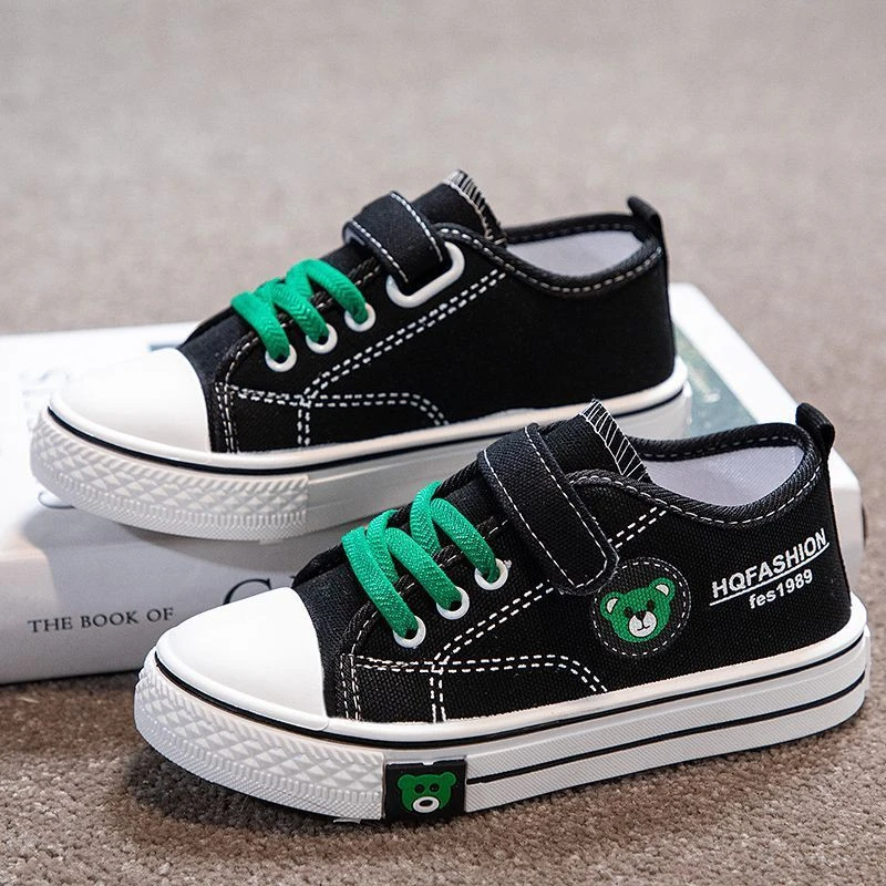 男板鞋软底帆布鞋休闲鞋子黑色耐脏中大童学生魔术贴易穿脱百搭