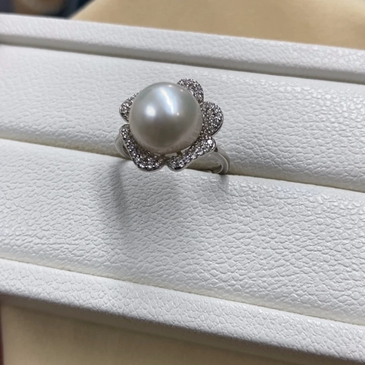 银S925镶嵌戒指淡水珍珠，不退换5