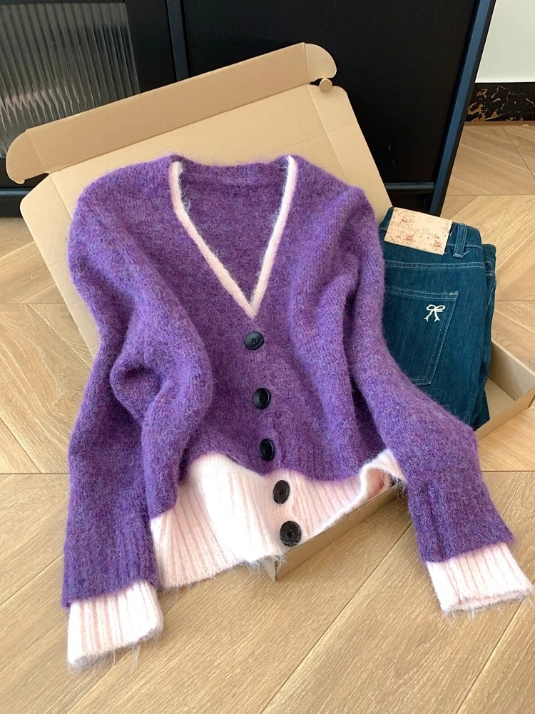 法式甜美减龄v领针织开衫2025秋季新款宽松休闲百搭毛衣上衣女装