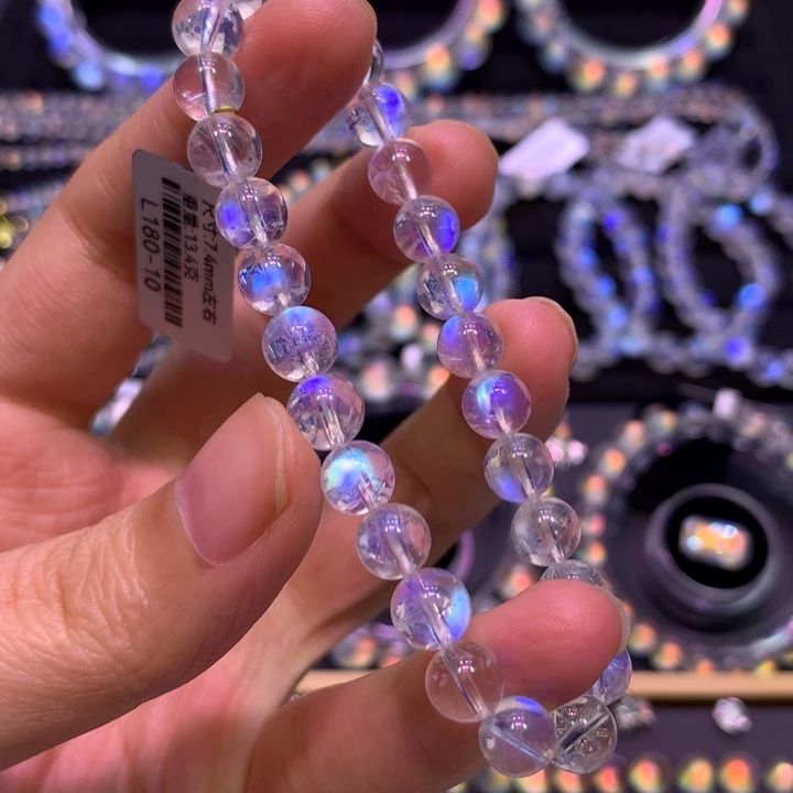 未镶嵌月光石手链14印度料蓝月玻璃体7.4mm
