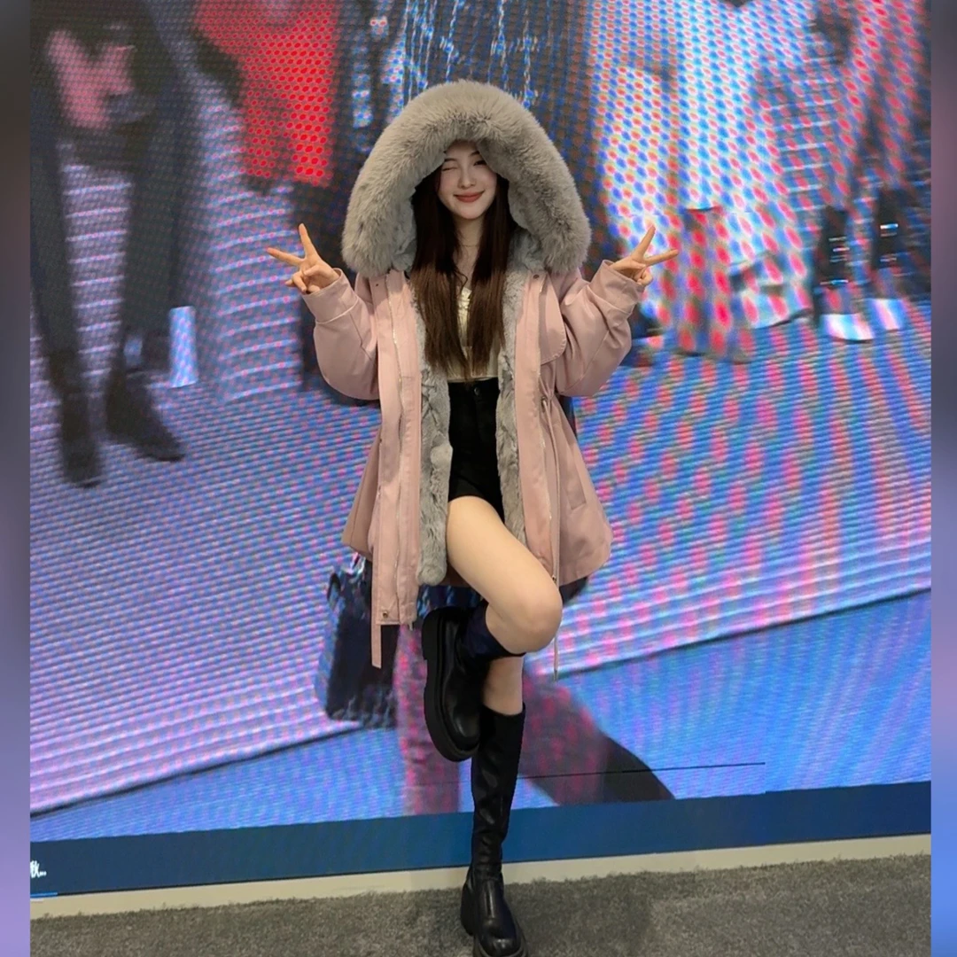 【嫦娥獭兔毛】獭兔毛内胆短款收腰显瘦冬季女士外套