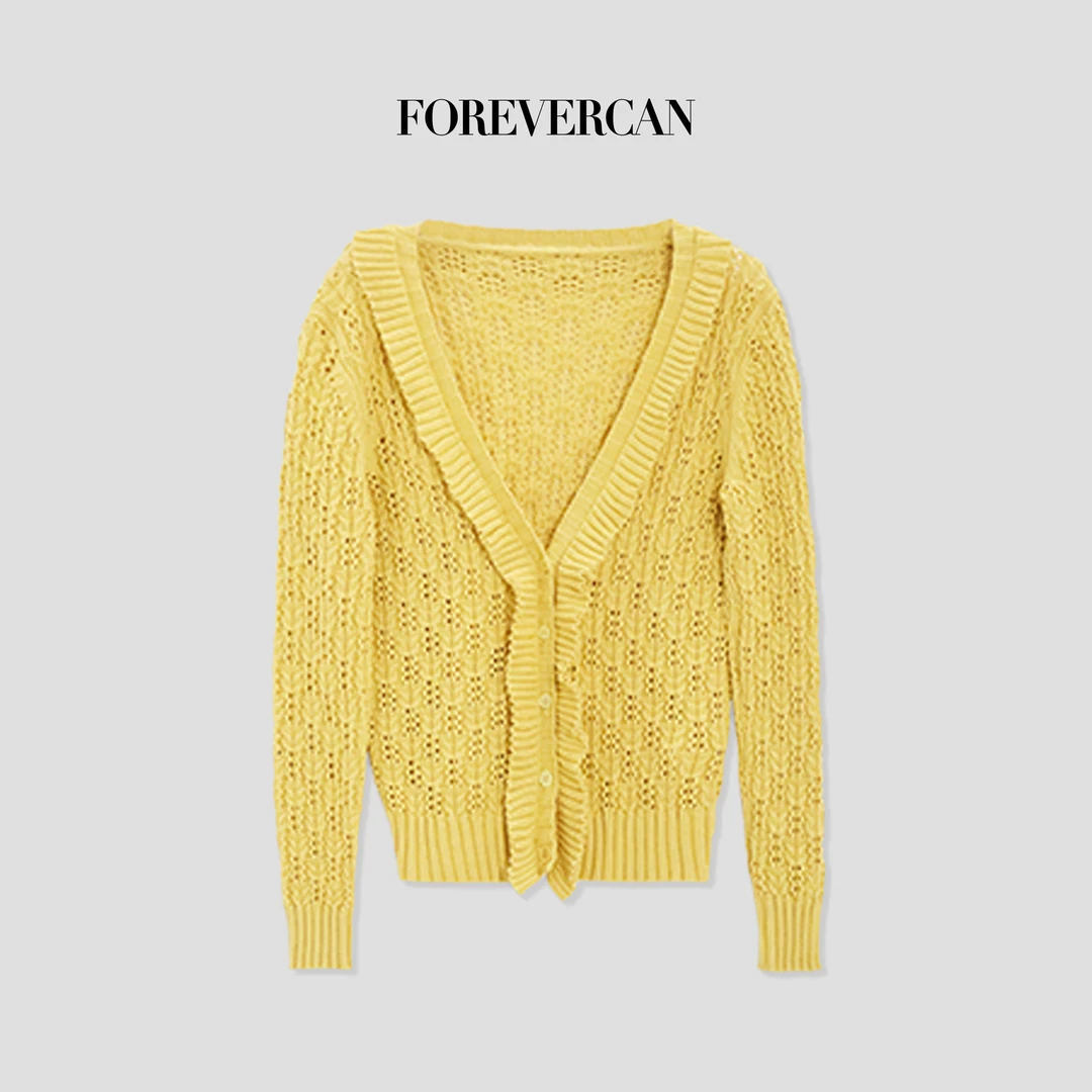 FOREVERCAN“波特兰”德国进口机织木耳边针织开衫外套  MY4034