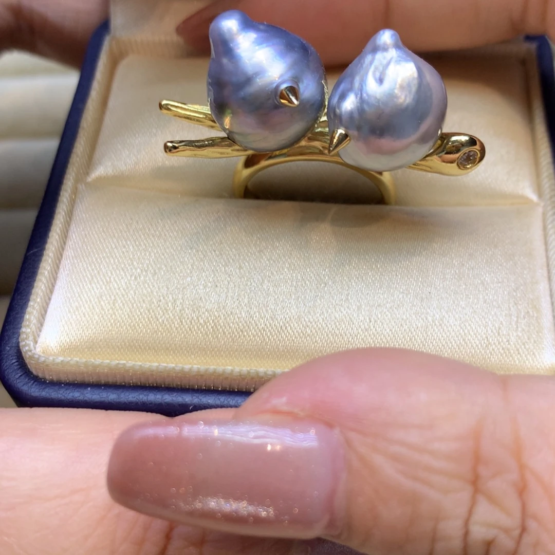 银S925镶嵌戒指海水珍珠