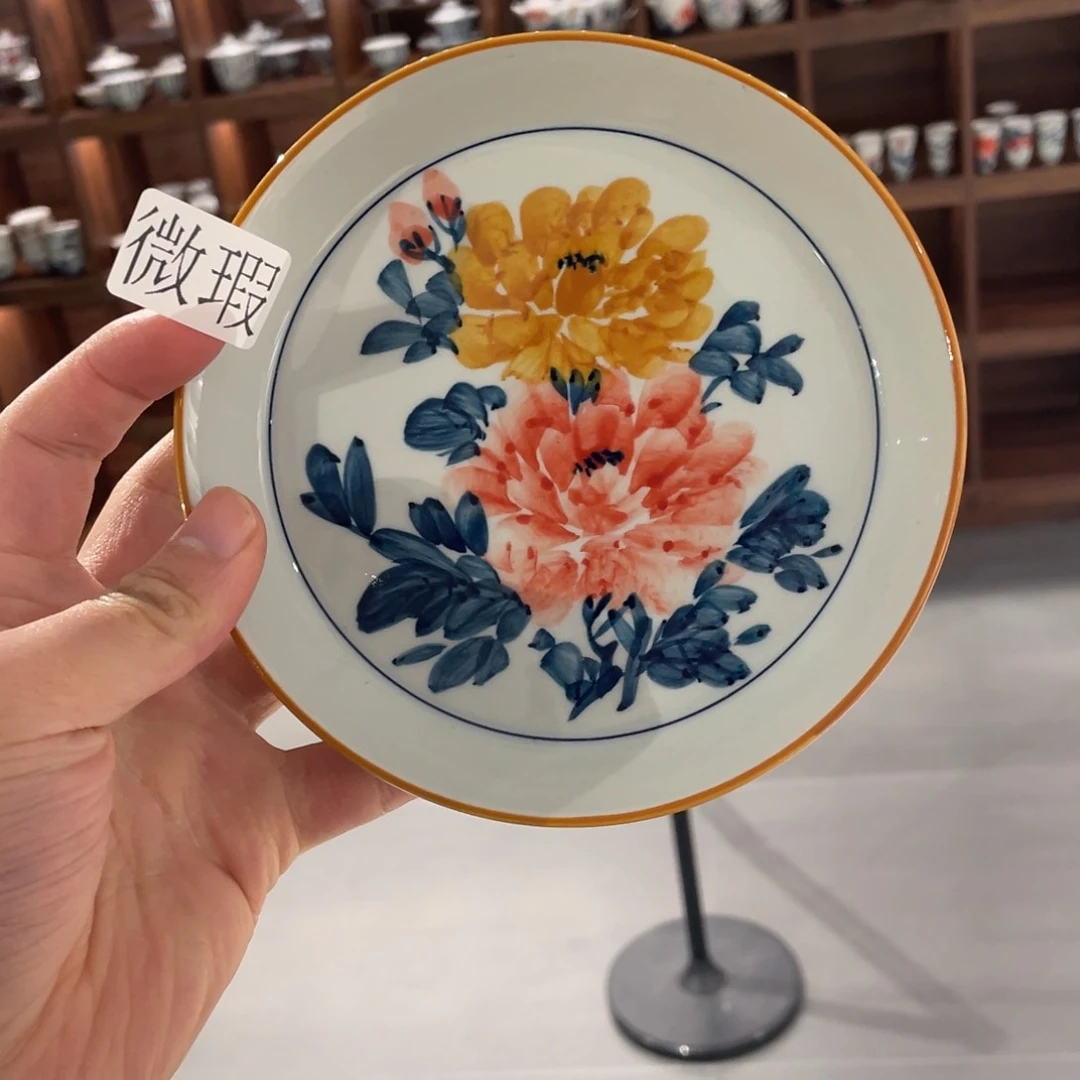 釉下手绘茶具微瑕