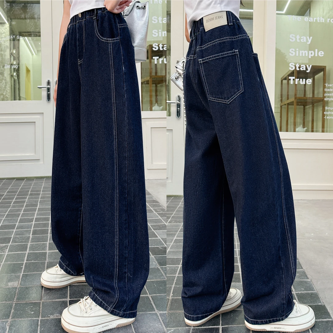 【胖姑娘牛仔香蕉裤】女大童牛仔裤春季2025新款弯刀裤初中生裤子