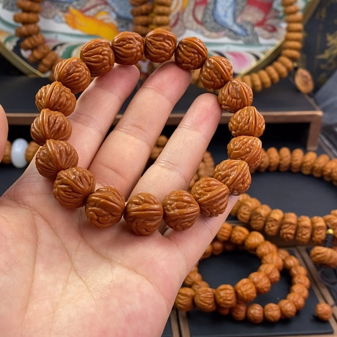 桃核手串龙纹桃核红魔