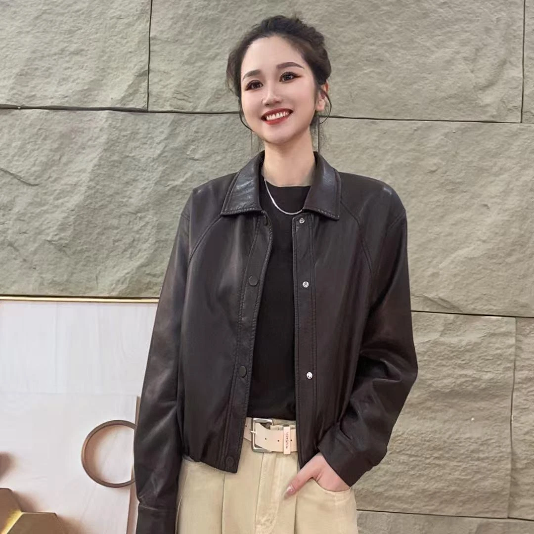 欧货复古百搭时尚皮衣外套女秋冬新款韩版时尚小个子短款机车夹克