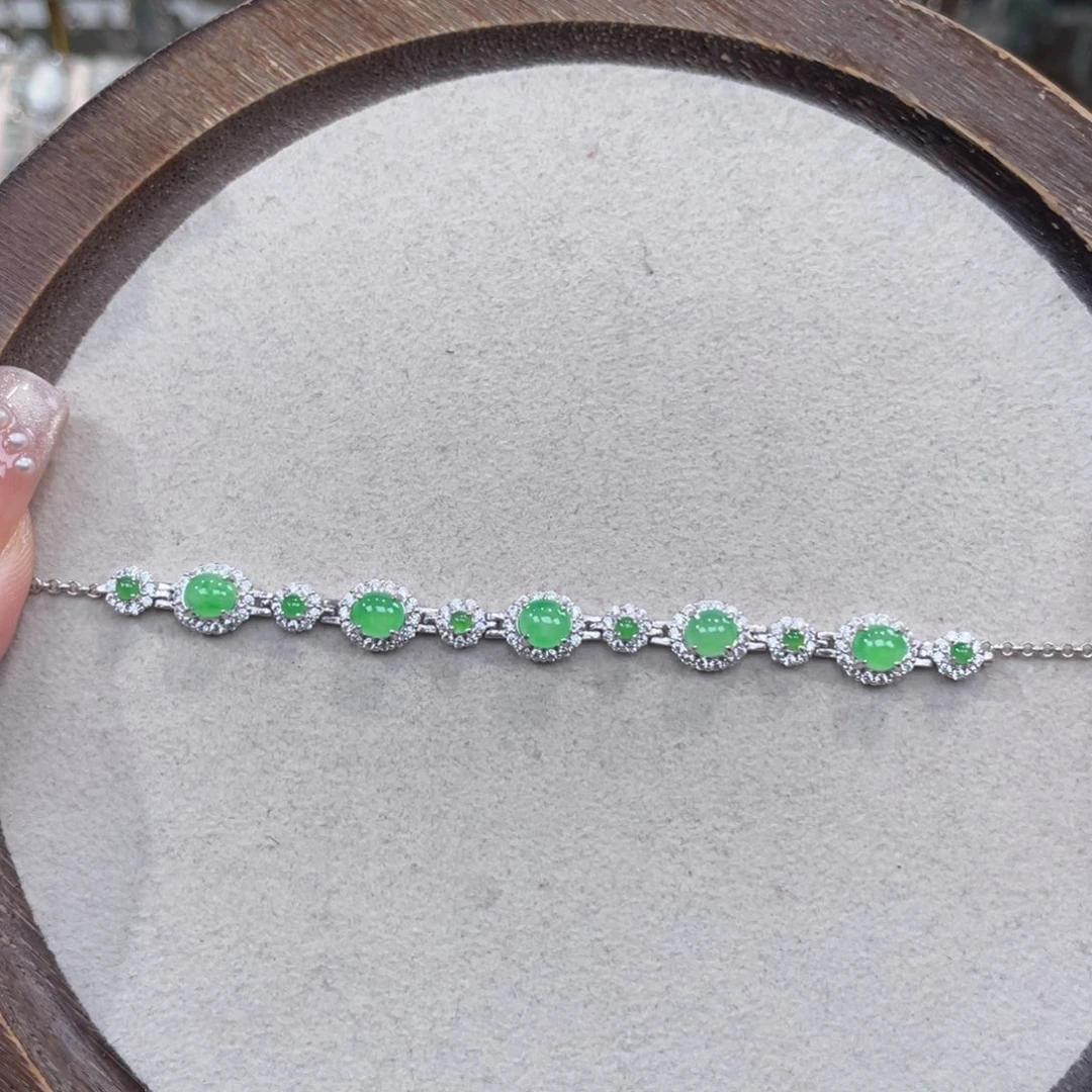 翡翠银S925镶嵌手链