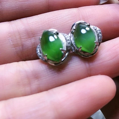 和田玉挂件银S925镶嵌彩*