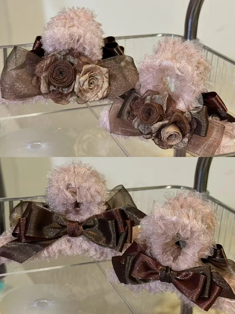 手作玫瑰抓夹疯批老师新色系棕色系中号韩版复古宫廷欧美风时尚