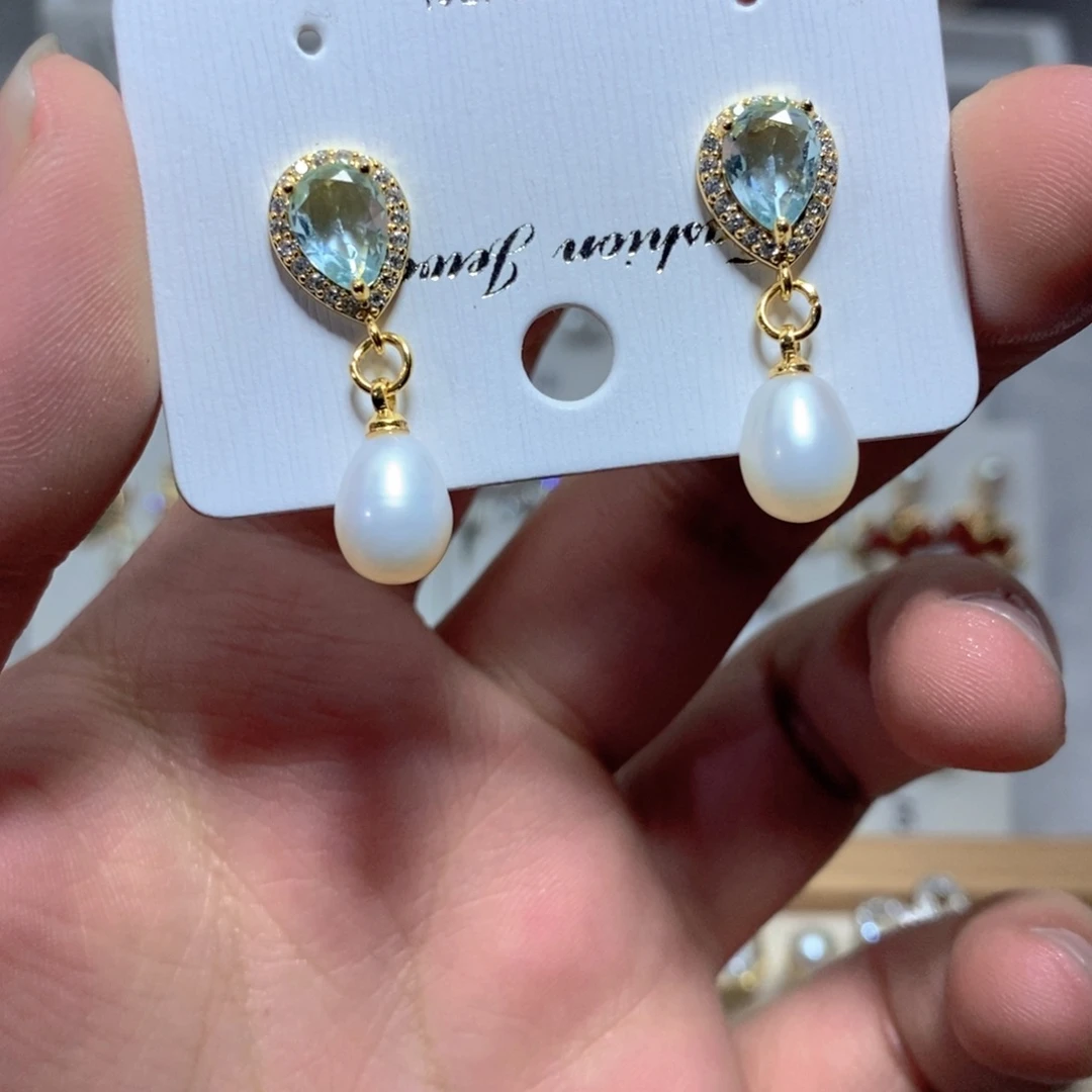 淡水珍珠耳饰银S925镶嵌