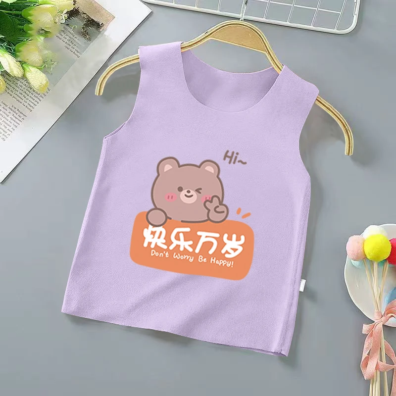 儿童秋冬新款德绒保暖背心中小童卡通印花休闲冬天打底童装上衣