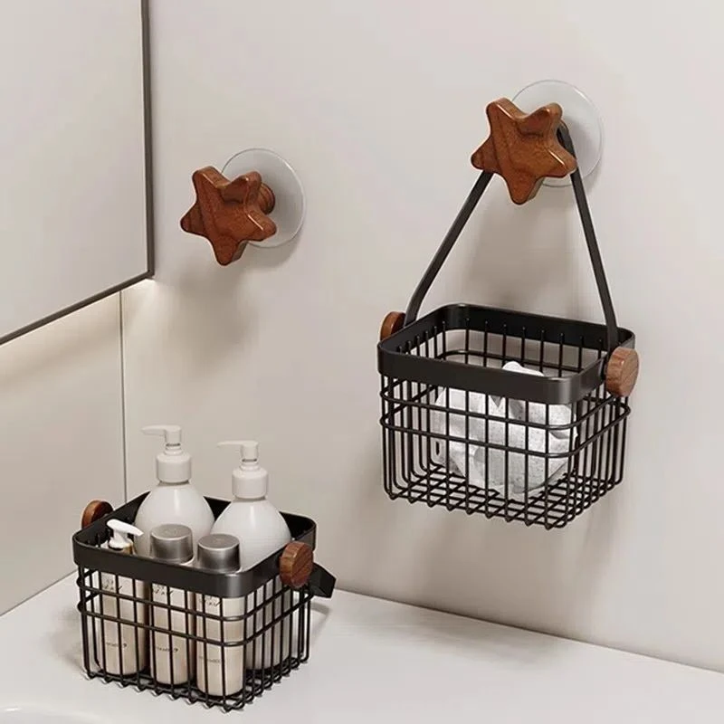 胡桃木收纳筐洗脸巾收纳盒浴室卫生间废弃擦脸巾卫生纸挂墙置物架