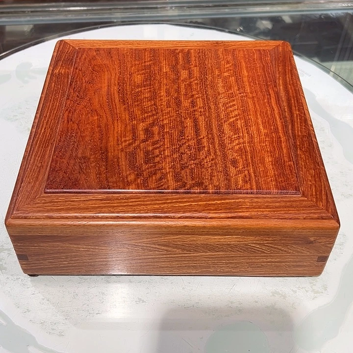 大果紫檀（缅甸花梨）独板双机关茶饼盒23/23/7.5