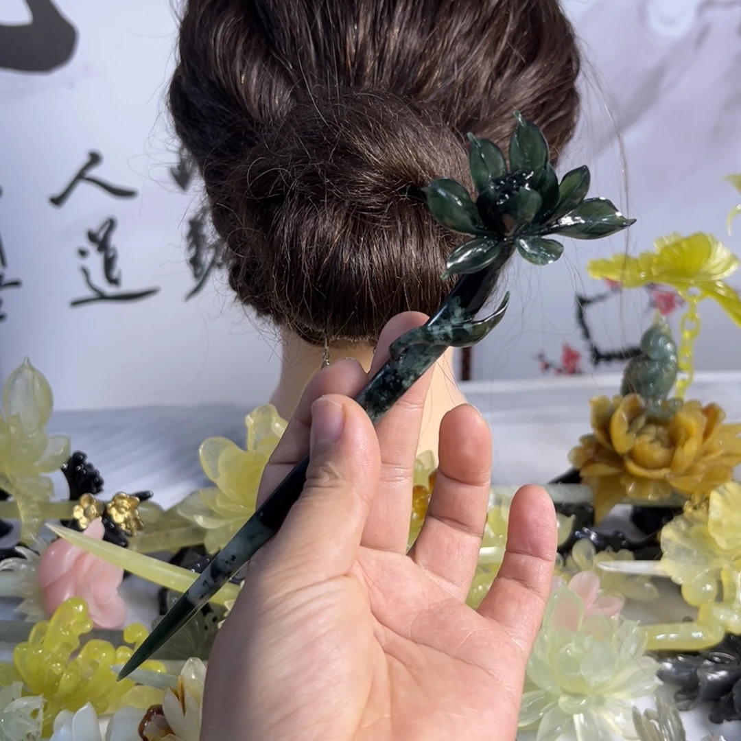 定制蛇纹石玉毛货发饰